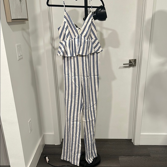 Striped Jumpsuit in Blue and White - Picture 1 of 7